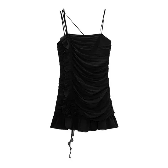 ZARA | Black | RUFFLED FLORAL DRESS - Picture 3 of 16